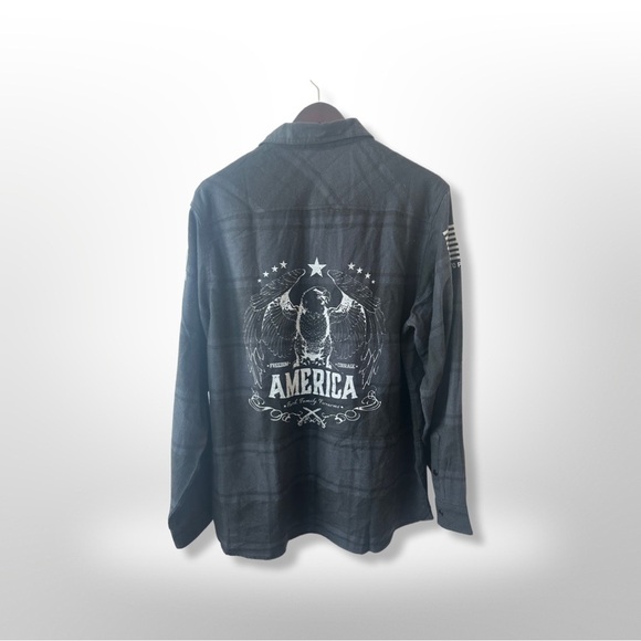 NWOT! USCCA Men’s Long Sleeve America Patriotic Eagle Plaid Flannel Shirt Sz XL - Picture 3 of 7
